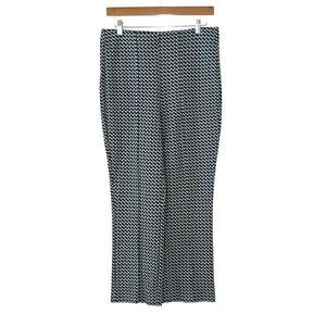 JL Jules & Leopold‎ Womens Geo Kick Flare Pull-on Pants Green White Medium NWT